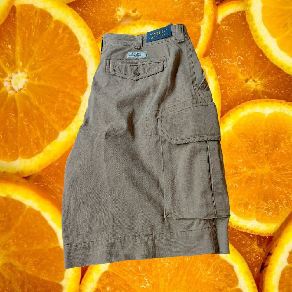 Polo Ralph Lauren Mens Cargo Shorts Tan Khaki Classic‎ Chino Size 40 NWT